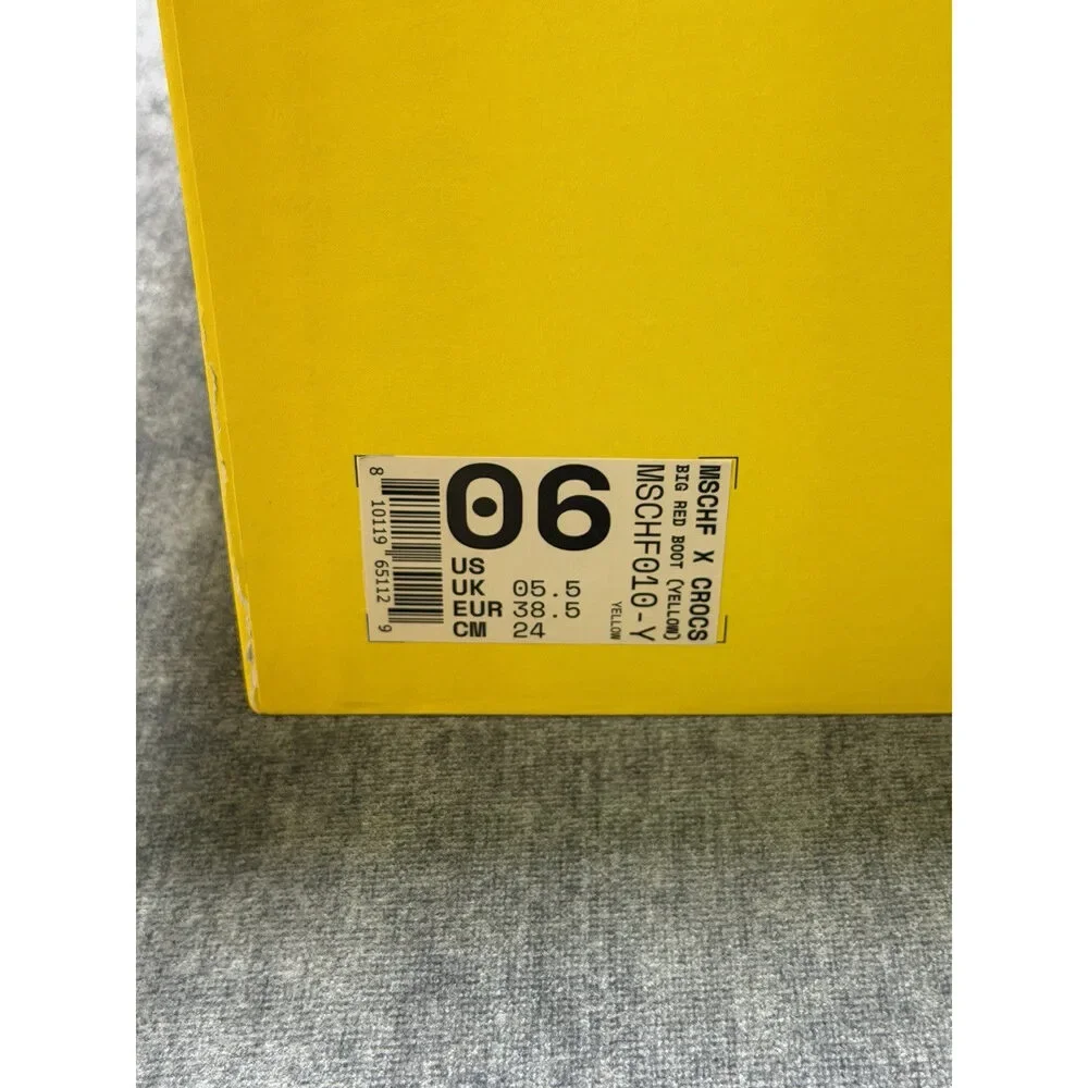 MSCHF X CROCS BIG YELLOW BOOTS CROCS SIZE 6 NEW WITH BOX
